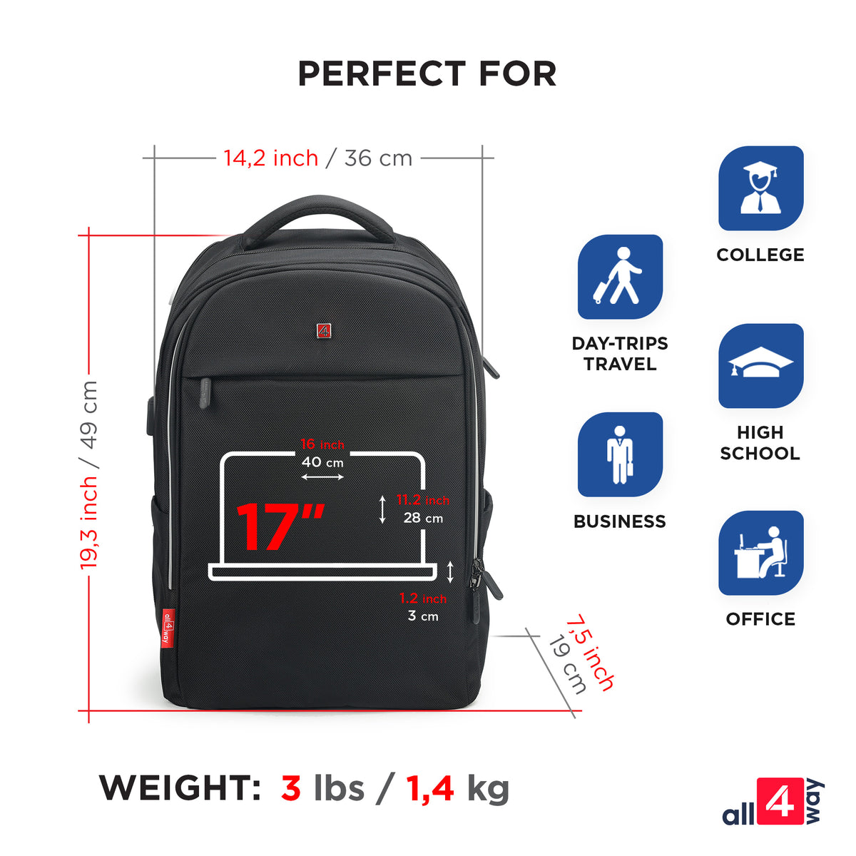 business backpack laptop dimensions bag in 17 Laptop Backpack for Business & Travel. Men